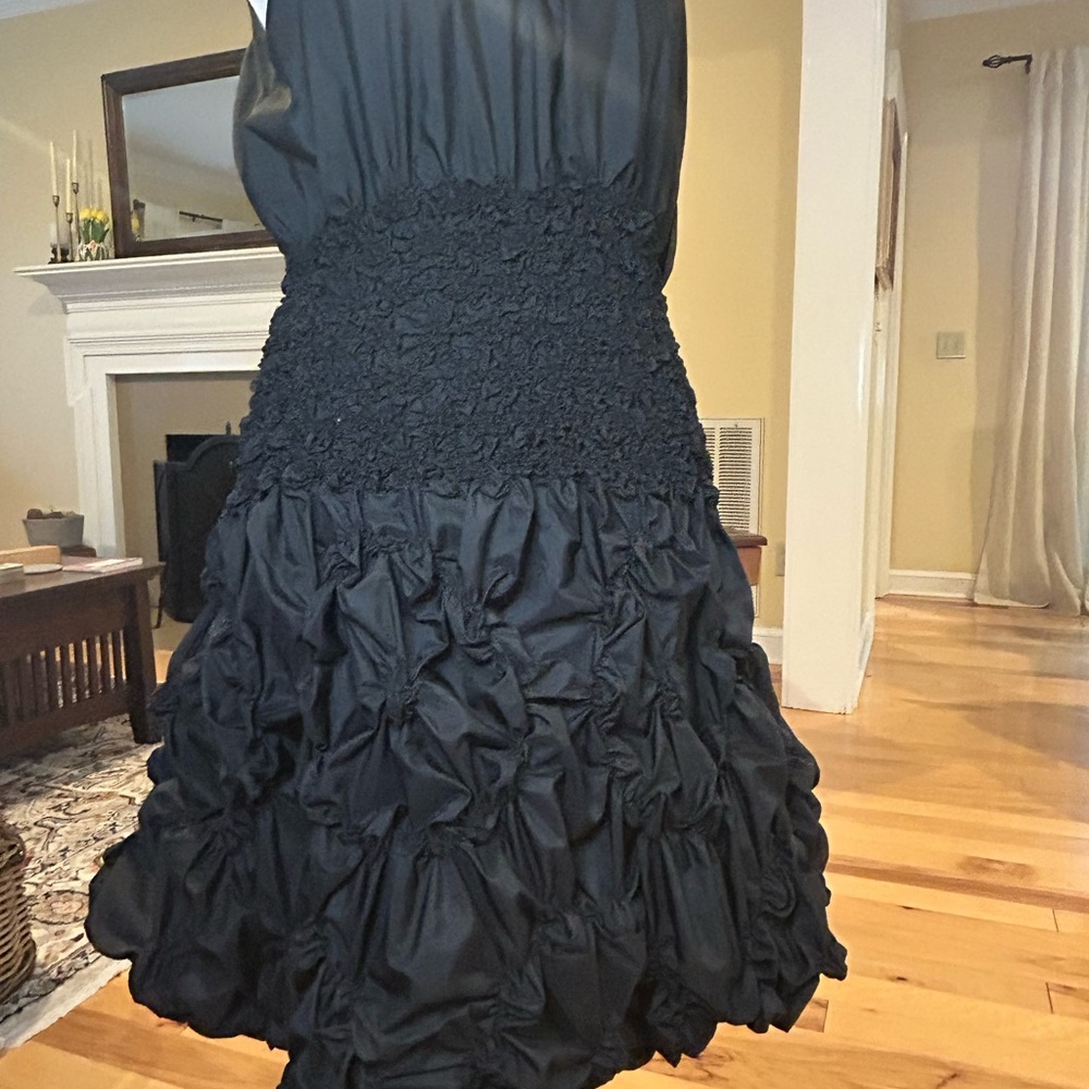 Gracia Elegant Black Halter Women’s Smocked Waist Bubble Hem Dress - Picture 5 of 14